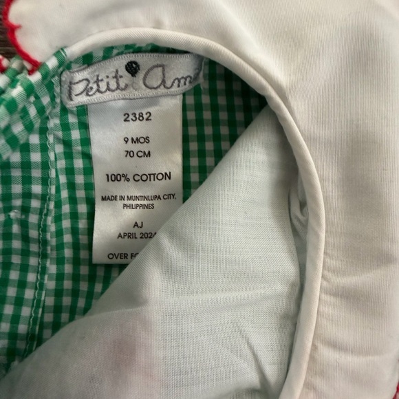 Petit Ami Green and White Baby Dress - Picture 3 of 6